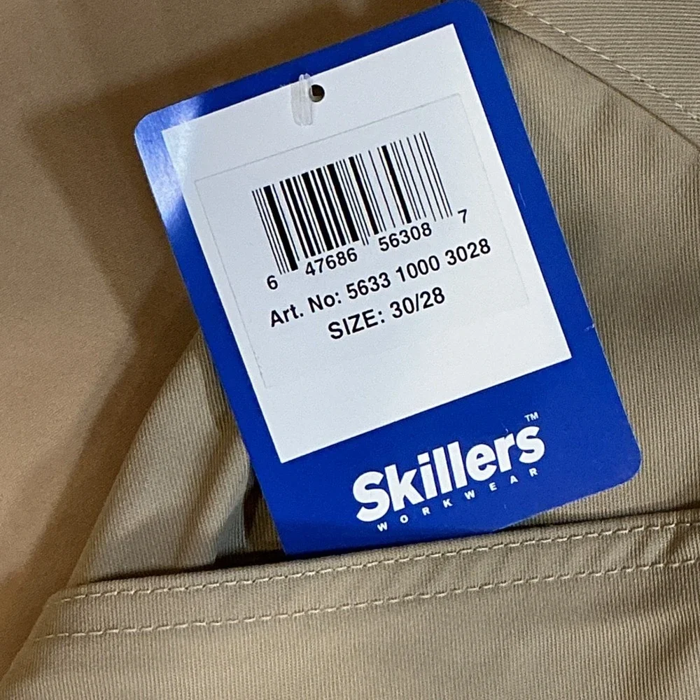 Skillers Workwear Khaki Cargo Snap Pockets Brown Knee Pad Slots Size‎ 30/28 NWT